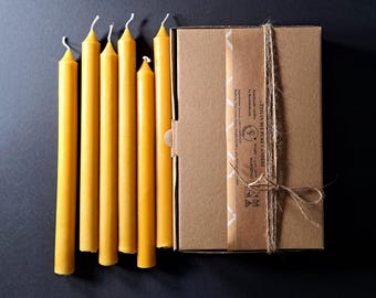 Velas cónicas largas 100% puras de abeja - Juego de 6