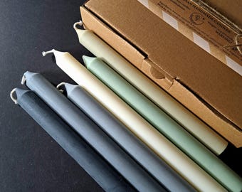 Stone & Sage - Juego de 6 velas cónicas de cera natural