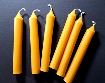 Velas cónicas cortas 100% puras de abeja - Juego de 6