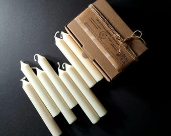 8 velas cónicas naturales blancas hechas a mano - Cortas