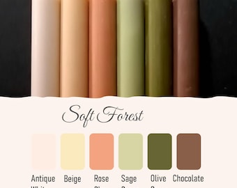 Soft Forest - Juego de 6 velas cónicas de cera natural