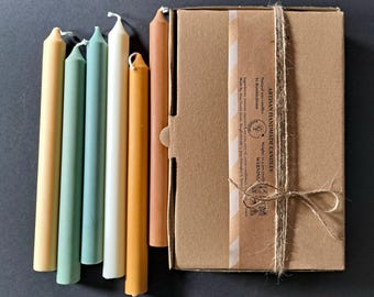 Pasteles terrosos - Juego de 6 velas cónicas de cera natural