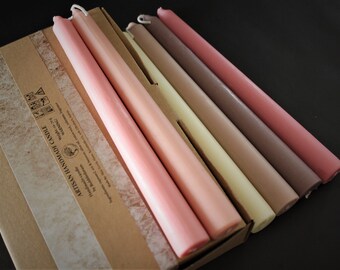 Handmade Natural Taper Candles Lila Pink Palette Set of 6