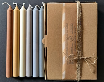 Neutrales terrosos - Juego de 6 velas cónicas de cera natural