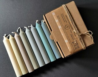 Stone & Sea - Juego de 8 velas cónicas cortas de cera natural