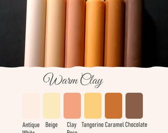 Arcilla cálida - Juego de 6 velas cónicas de cera natural