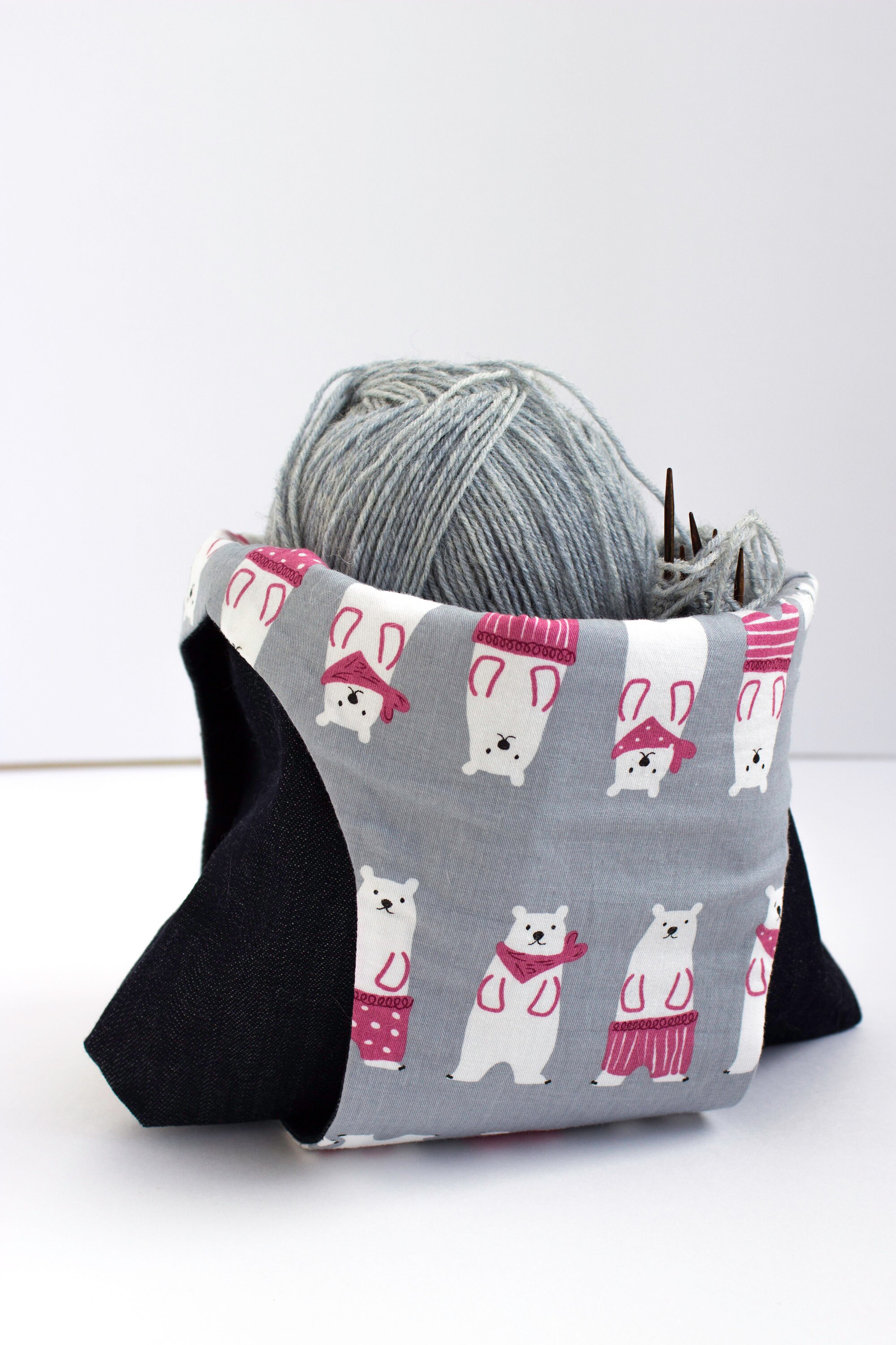 Small wrist bag for knitting. Project bag. Knitters gift idea. Etsy