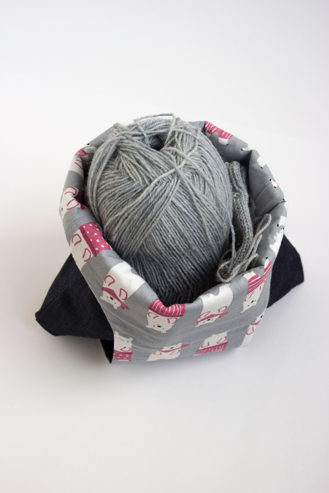 Small Wrist Bag for Knitting. Project Bag. Knitters Gift Idea. Etsy