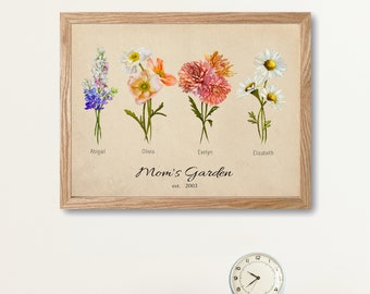 de fleurs pour le mois de naissance du jardin des mamans | Cadeau personnalisé pour la fête des mères | Fleur cadeau d'anniversaire de maman | Cadeau fleur de naissance personnalisé pour maman