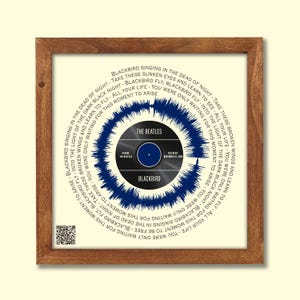 Beatles Blackbird Songtekst Soundwave Art Print met QR-code
