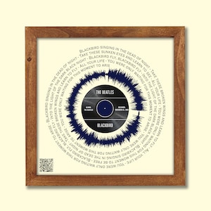 Beatles Blackbird Lyrics Poster, Song Lyrics Wall Art, Gift For Husband, Soundwave Art, Beatles Gift, Beatles Song Wave Art With QR Code