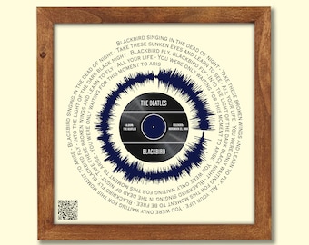 Beatles Blackbird Songtexte Wandkunst, Poster, Geschenk für Mann, Soundwave Kunst, Beatles Geschenk, Beatles Song Wave Art mit QR Code