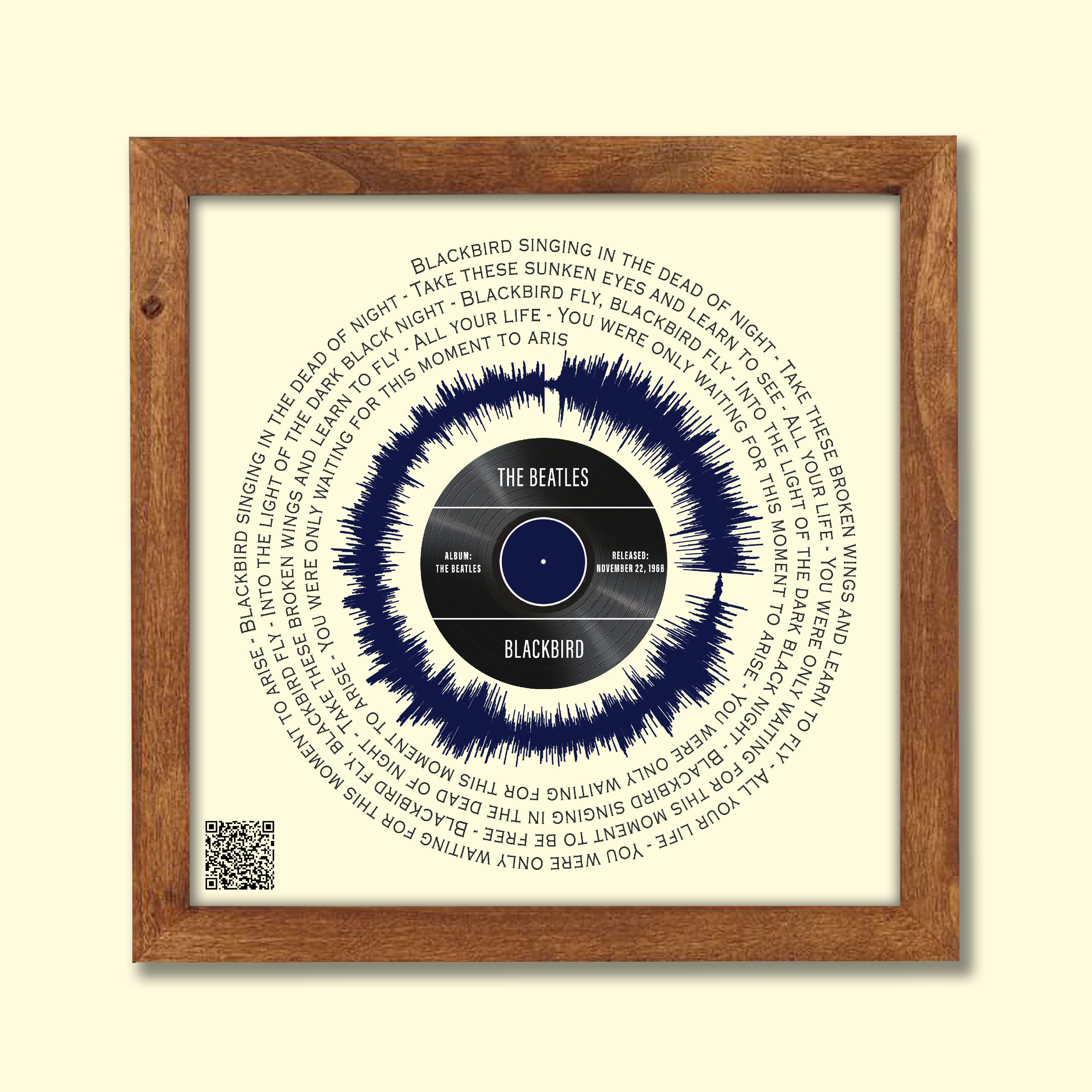Beatles Blackbird Lyrics Soundwave Art Print With QR Code - Etsy Beatles Blackbird Lyrics Soundwave Art Print With QR Code - Etsy