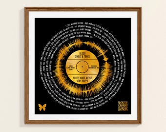 Aangepaste songteksten gouden jubileum Soundwave-kunstdruk met QR-code
