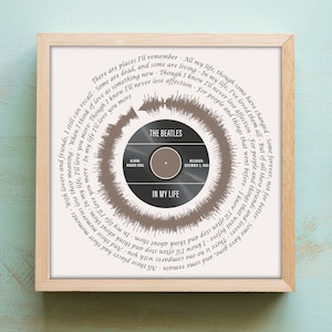 Beatles Wall Art, In My Life Lyrics, Song Lyrics Wall Art, Beatles Song Lyrics, Valentine&#39;s Day Gift, Soundwave Art, Birthday Gift For Dad