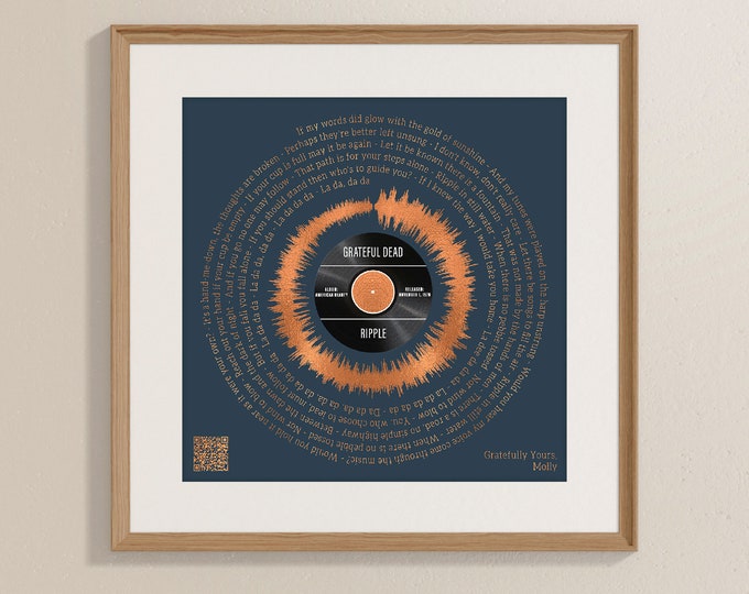 Custom Song Lyrics Soundwave Art Print with QR Code