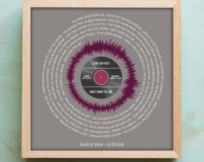 Art mural paroles de chanson personnalisées, impression de paroles de chanson personnalisées, impression d'onde sonore personnalisée, art onde sonore, paroles de chanson de première danse, cadeau Saint-Valentin