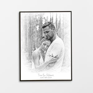 Custom Pencil Portraits Sketch From Photo, Custom Pencil Drawing Portraits, Personalized Portraits Pencil Drawing, Gift for Couples
