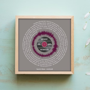 Song Lyrics Gift for Husband, Song Lyrics Wall Art, Custom Song Lyrics Print, Soundwave Art, First Dance Song Lyrics, Sound Wave Art Gift