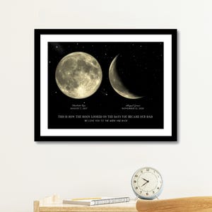 Fathers Day Gift Custom Moon Phase Print, The Day You Became Our Dad Print for Fathers Day, Unique Father&#39;s Day Gifts Idea, Gift For Dad