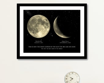 Impression de phases de lune personnalisée, cadeau fête des mères, impression de phases de lune pour la fête des mères, idée cadeau unique pour la fête des mères, cadeau pour maman