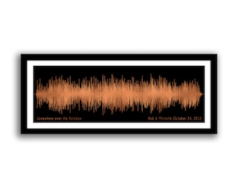 7 Year Wedding Anniversary Gift For Him Copper, Song Wave Print - Anniversary Gift For Husband - Soundwave Art Print  - Song Soundwave