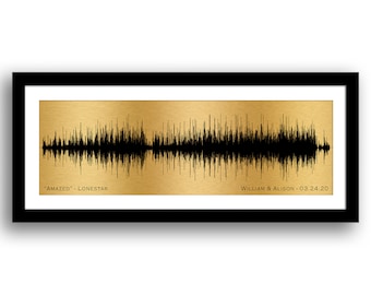 8th Anniversary Bronze Effect Soundwave Art: Personalized Song Print