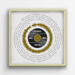 The Beatles In My Life Song Lyrics Wall Art | Beatles Song Lyrics | Soundwave Art | Song Lyrics Prints | Beatles Lyrics | Gift For Parents