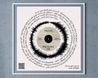 Custom Song Lyrics Soundwave Art Print with QR Code