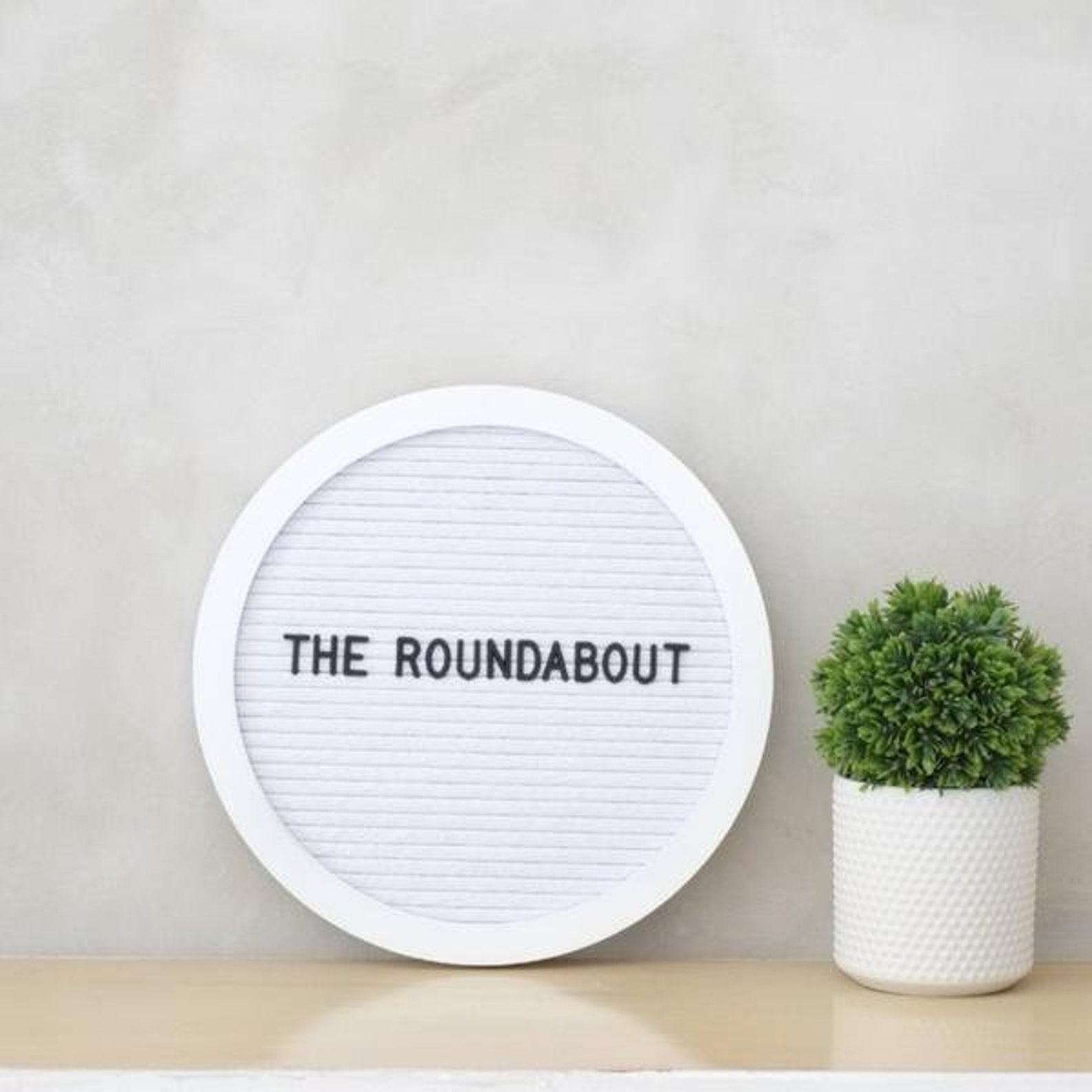 11x11 Round Felt Letter Board THE ROUNDABOUT White White Felt, White ...