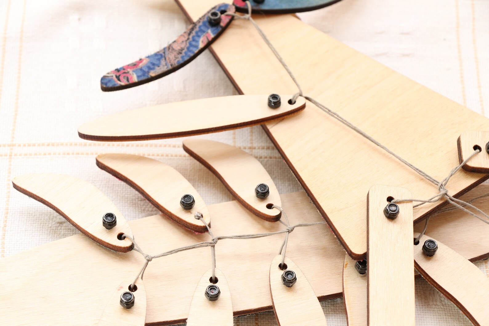 Pull String Puppet Jumping Jack Pull Toy Wood and Textile Etsy