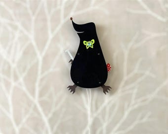 Pull String Puppet - Jumping Jack Pull Toy, Wood and Textile, Pull String Puppet, Jumping Jack, String Toys, Mole, Fun and Wall Decoration