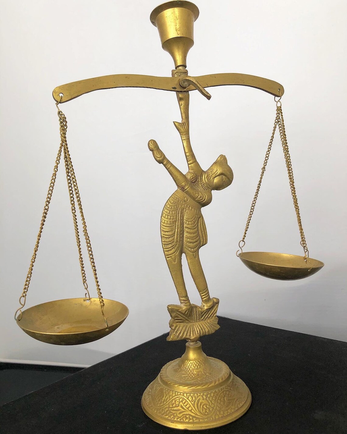 Vintage Cast Brass balance scale candle holder Etsy