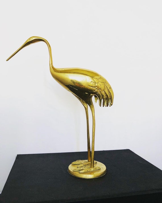 Vintage Mid Century Modern Brass Crane Sculpture par Gilde des Etsy