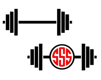 Barbell svg, weightlifting svg, barbell monogram svg, gym svg, crossfit svg, workout svg, fitness svg, svg files for cricut, dxf files, svg