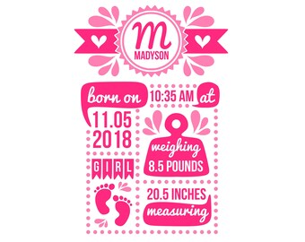 Download Baby stats svg | Etsy