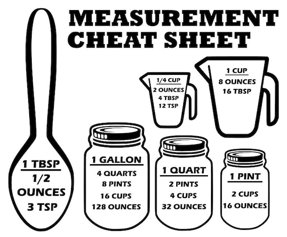 Measurement cheat sheet svg Measurement svg cutting board | Etsy