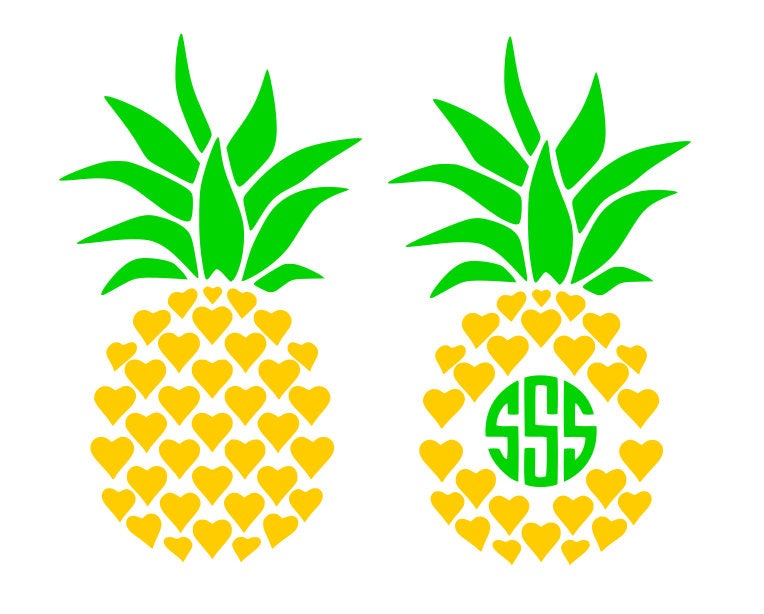 Pineapple heart svg Pineapple monogram frame svg pineapple ...