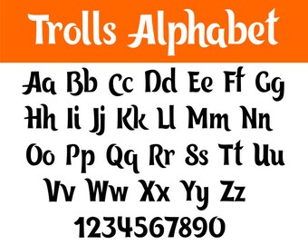 Trolls font svg, trolls alphabet svg, trolls sg, poppy troll svg, poppy svg, svg files for cricut, dxf files, silhouette, svg, dxf