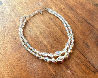 Beautiful Vintage Double Strand Crystal Chocker Style Necklace