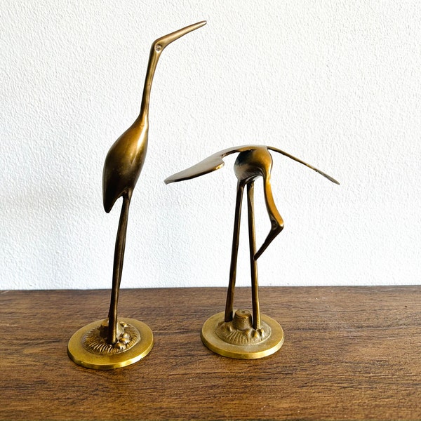 Pair of Midcentury Vintage Brass Cane Bird Figurines