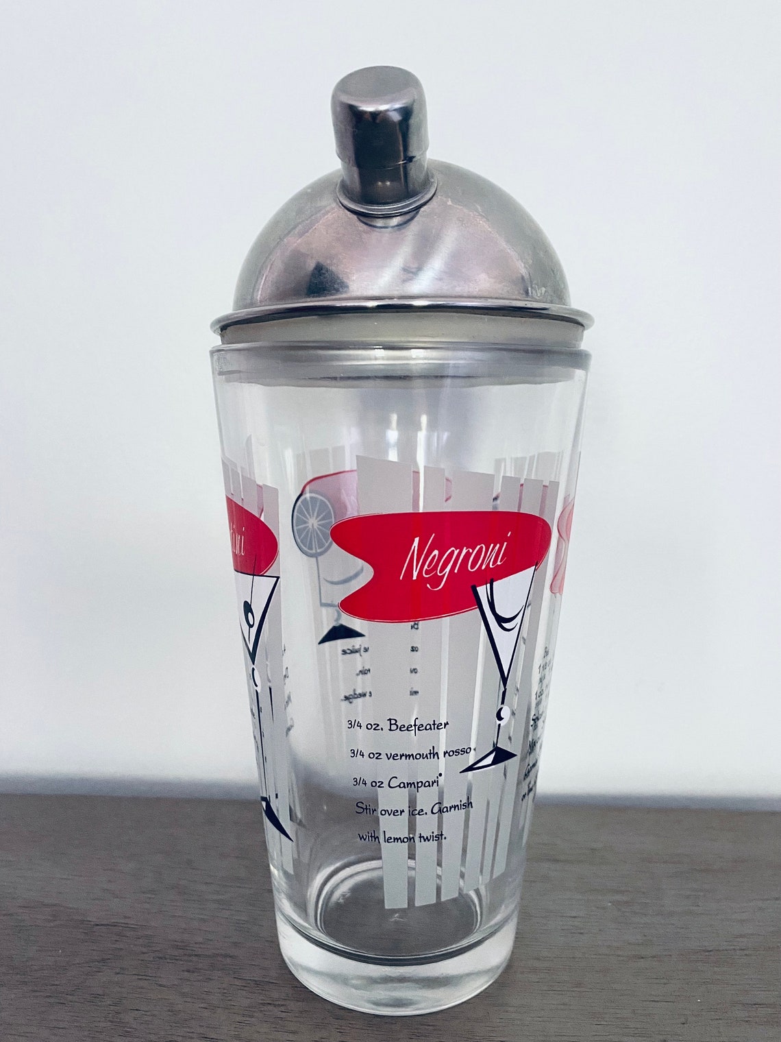 Vintage Cocktail Shaker with Recipes Martini Negroni Etsy