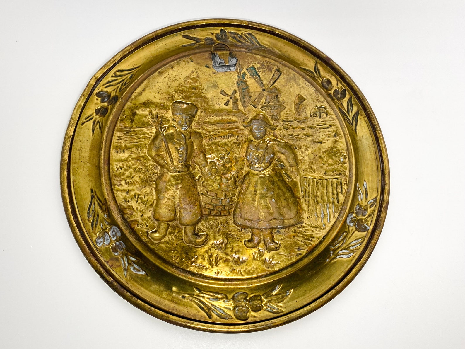 Vintage Brass Plate / Retro Wall Decor / Tray Dutch Etsy