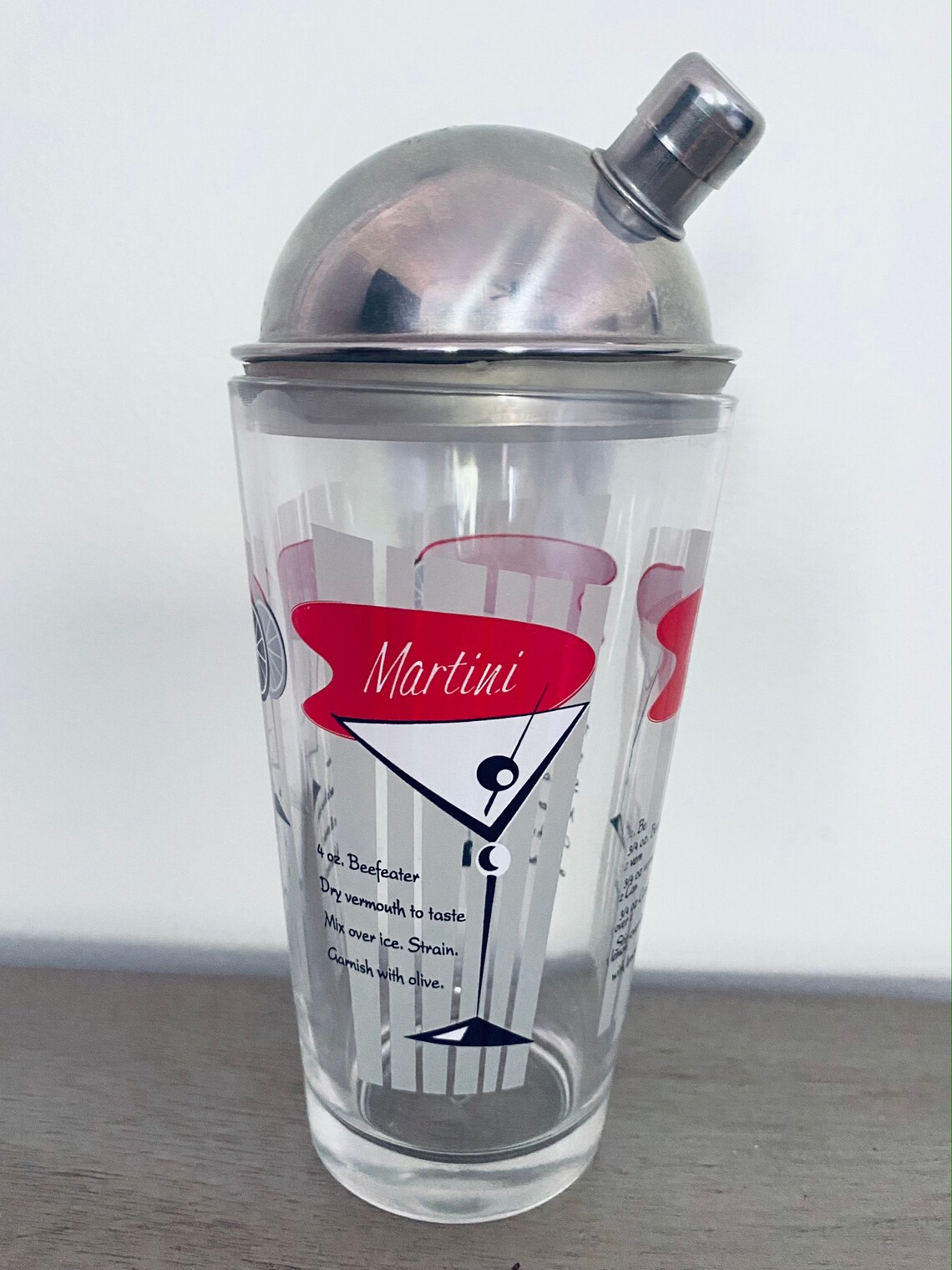 Vintage Cocktail Shaker with Recipes Martini Negroni Etsy