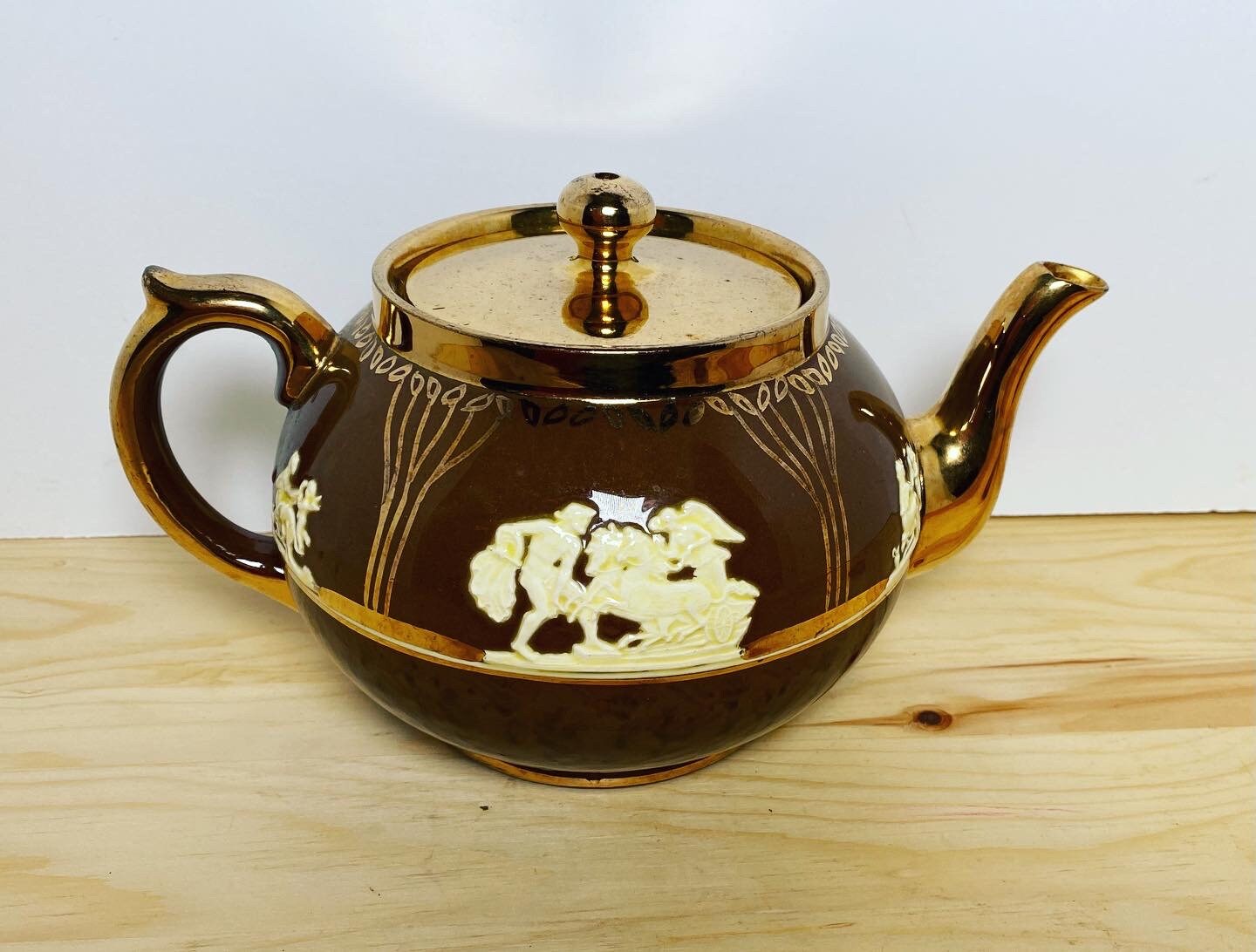 GIBSONS Vintage Teapot Brown with Gold Trim Staffordshire Etsy