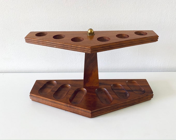 Midcentury Wood Pipe Rack (6 Piece Holder) - Etsy