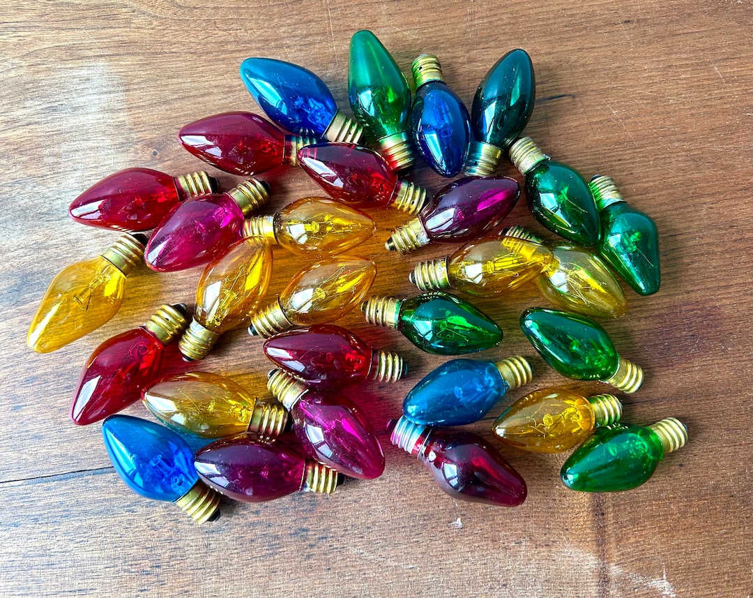 Lot of Vintage Christmas Light Bulbs Red / Blue / Yellow / Etsy