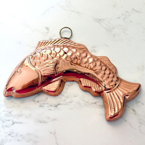 Midcentury Vintage Copper Fish Jelly Cake Mold