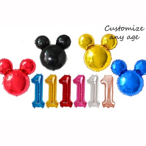Cyber sale 1/3/6pcs Foil Mickey Mouse balloon Black Color 24” Mylar Mickey Red Gold Blue Club Mickey Silhouette Mickey Minnie Balloons
