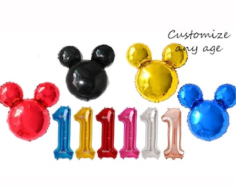 Cyber sale 1/3/6pcs Foil Mickey Mouse balloon Black Color 24” Mylar Mickey Red Gold Blue Club Mickey Silhouette Mickey Minnie Balloons
